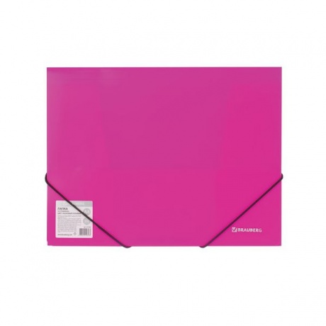 Папка на резинках BRAUBERG Neon, неоновая, розовая, до 300 листов, 0,5 мм, 227462, (10 шт.) - фото 2