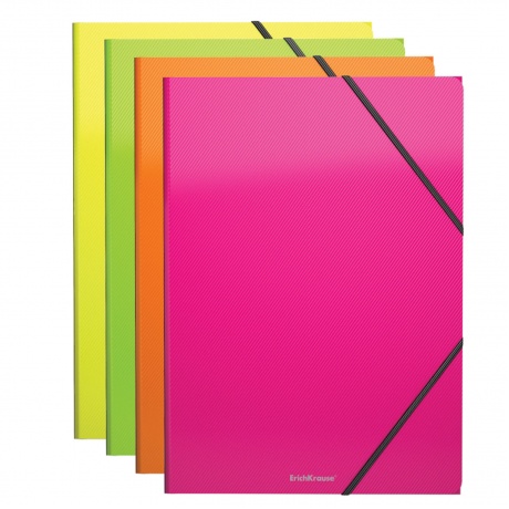 Папка на резинках ERICH KRAUSE Glance Neon, А4, до 300 листов, 400 мкм, ассорти, 47197 - фото 1