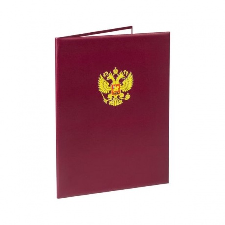 Папка адресная бумвинил с гербом России, 3D-печать, формат А4, бордовая, индивидуальная упаковка, ПД-013 - фото 1