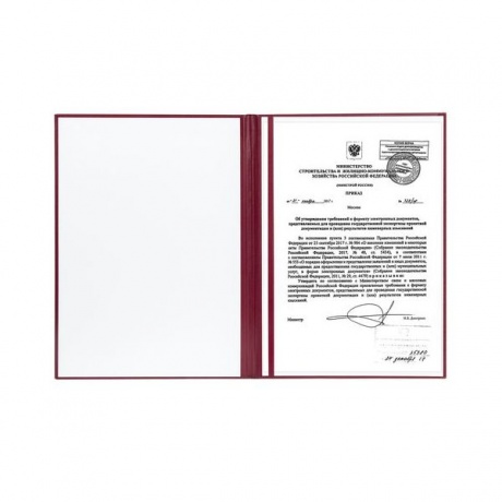 Папка адресная бумвинил с гербом России, 3D-печать, формат А4, бордовая, индивидуальная упаковка, ПД-013 - фото 3