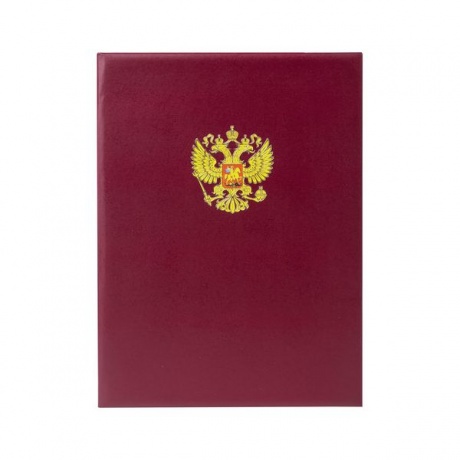 Папка адресная бумвинил с гербом России, 3D-печать, формат А4, бордовая, индивидуальная упаковка, ПД-013 - фото 5