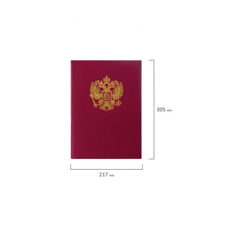 Папка адресная бумвинил с гербом России, формат А4, бордовая, индивидуальная упаковка, STAFF, 129576, (5 шт.) - фото 7