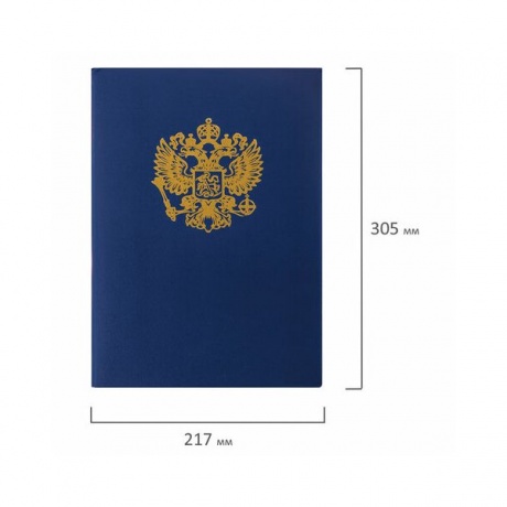 Папка адресная бумвинил с гербом России, формат А4, синяя, индивидуальная упаковка, STAFF, 129583, (5 шт.) - фото 7