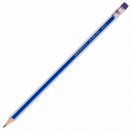 181722, (цена за 6 шт.) Набор карандашей чернографитных BRAUBERG &quot;GX-100&quot; 12 шт., HB, с ластиком, корпус синий, 181722 - фото 2