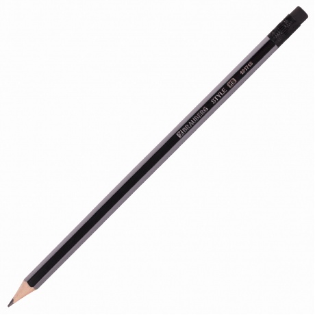 181718, (цена за 12 шт.) Набор карандашей чернографитных BRAUBERG &quot;Style&quot; 4 шт., HB, с ластиком, корпус черно-серый, 181718 - фото 2