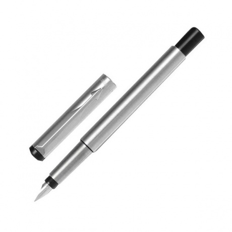 Ручка перьевая PARKER Vector Stainless Steel CT, корпус серебристый, дет. нерж. сталь, синяя,2025443 - фото 1
