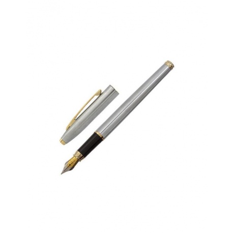Ручка бизнес-класса перьевая BRAUBERG Brioso, СИНЯЯ, корпус серебристый с золотистыми деталями, линия письма 0,25 мм, 143464 - фото 3