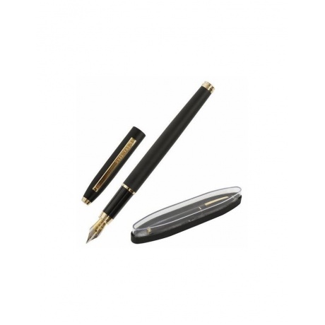Ручка бизнес-класса перьевая BRAUBERG Brioso, СИНЯЯ, корпус черный с золотистыми деталями, линия письма 0,25 мм, 143467 - фото 1