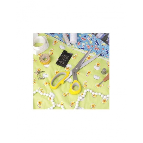 Ножницы портновские ОСТРОВ СОКРОВИЩ ПРЕМИУМ, 230 мм, желтые с резиновыми серыми вставками, 237455 - фото 9