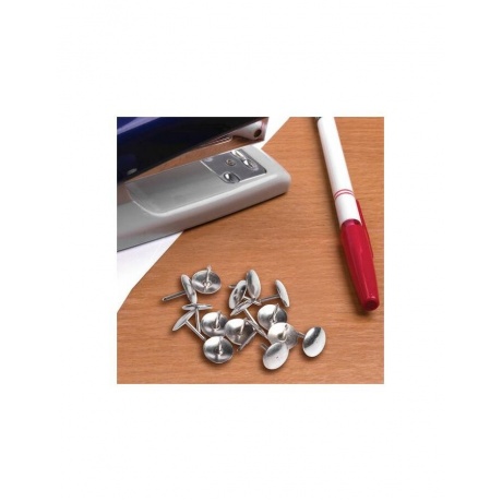 Кнопки канцелярские BRAUBERG, металлические, серебристые, 10 мм, 50 шт., в картонной коробке, 220553, (30 шт.) - фото 6