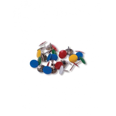 Кнопки канцелярские BRAUBERG, металлические, цветные, 10 мм, 50 шт., в картонной коробке, 220554, (30 шт.) - фото 3