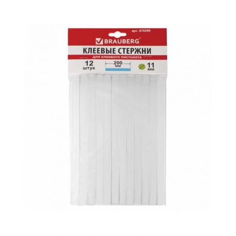 

Клеевые стержни, диаметр 11 мм, длина 200 мм, белые, комплект 12 штук, BRAUBERG, европодвес, 670299