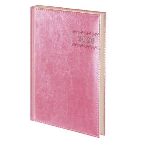 Ежедневник датированный 2020 А5, BRAUBERG Imperial, гладкая кожа, кремовый блок, розовый, 138х213 мм, 129786 - фото 1
