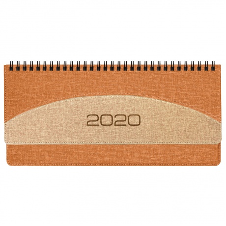 Планинг настольный датированный 2020 BRAUBERG SimplyNew, кожзам, оранжевый/бежевый, 305х140 мм, 129772 - фото 1