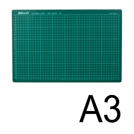 Коврик-подкладка настольный для резки А3 (450х300 мм), сантиметровая шкала, зеленый, 3 мм, KW-trio, -9Z201 - фото 1
