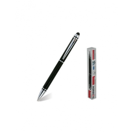 Ручка-стилус SONNEN для смартфонов/планшетов, СИНЯЯ, корпус черный, серебристые детали, линия письма 1 мм, 141589, (5 шт.) - фото 1
