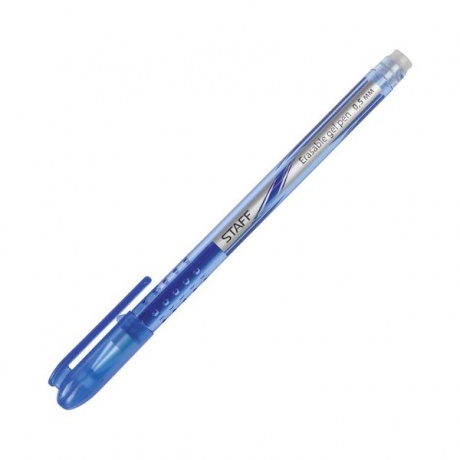 Ручка стираемая гелевая STAFF, СИНЯЯ, корпус синий, хромированные детали, узел 0,5 мм, линия письма 0,38 мм, GP190, (12 шт.) - фото 3
