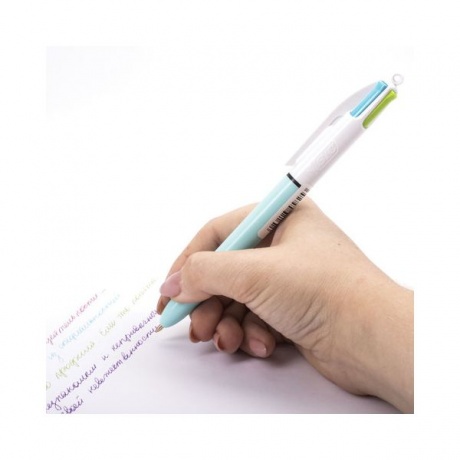 Ручка шариковая автоматическая BIC 4 Colours, 4 цвета (голубой,фиолетовый, розовый, салатовый), узел 1 мм, линия письма 0,32 мм, 887777 - фото 6