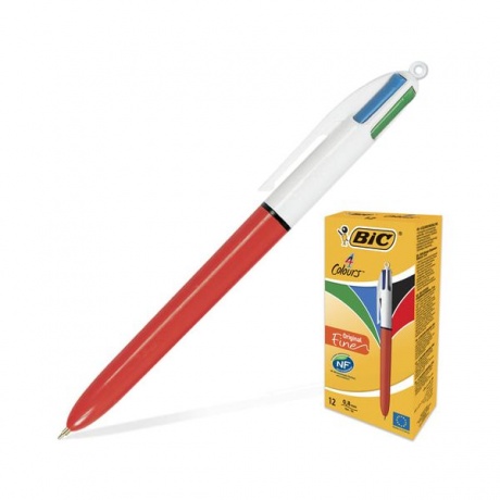 Ручка шариковая автоматическая BIC 4 Colours, 4 цвета (синий, черный, красный, зеленый), узел 0,8 мм, линия письма 0,3 мм, 889971 - фото 1