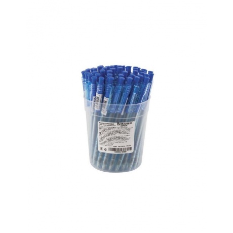 Ручка шариковая масляная автоматическая BRAUBERG Click Blue, СИНЯЯ, тонированный корпус, узел 1 мм, линия письма 0,5 мм, OBPR136, (100 шт.) - фото 8