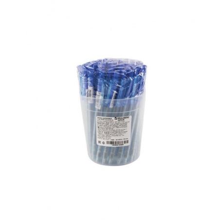 Ручка шариковая масляная автоматическая BRAUBERG Click Blue, СИНЯЯ, тонированный корпус, узел 1 мм, линия письма 0,5 мм, OBPR136, (100 шт.) - фото 9