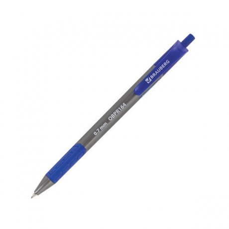 Ручка шариковая масляная автоматическая BRAUBERG Extra Glide R-Grip Grey, СИНЯЯ, узел 0,7 мм, линия письма 0,35 мм, OBPR164, (24 шт.) - фото 2