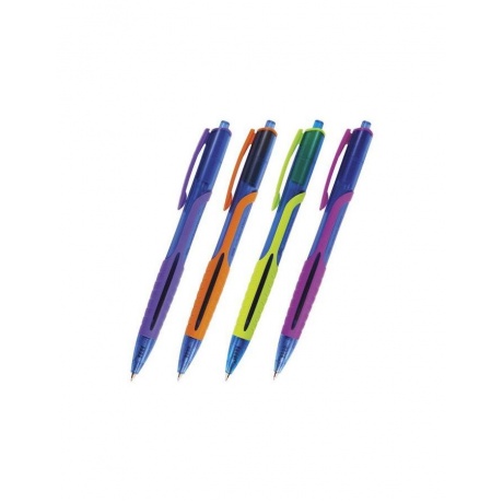 Ручка шариковая масляная автоматическая BRAUBERG Phantom color, СИНЯЯ, узел 0,7 мм, линия письма 0,35 мм, OBPR204, (24 шт.) - фото 1
