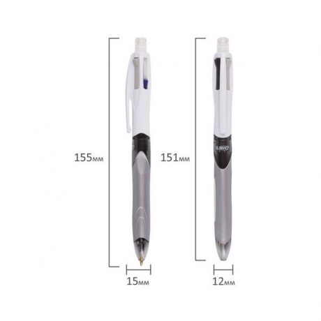 Ручка шариковая автоматическая с грипом BIC 4Colours 3 + 1 HB, 3 цвета (синий, черный, красный) + механический карандаш, 942104 - фото 6