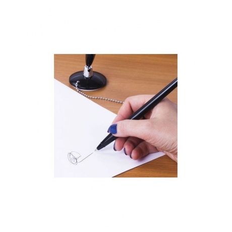 Ручка шариковая настольная BRAUBERG Стенд-Пен Блэк1, СИНЯЯ, цепочка, корпус черный, линия письма 0,5 мм, 140889 - фото 10