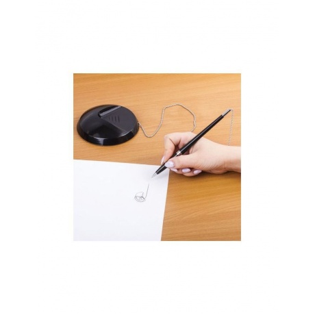 Ручка шариковая настольная BRAUBERG Стенд-Пен Блэк2, СИНЯЯ, цепочка, корпус черный, линия письма 0,5 мм, 141347 - фото 8