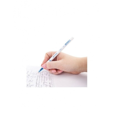 Ручка шариковая BRAUBERG Офисная, СИНЯЯ, корпус белый, узел 1 мм, линия письма 0,5 мм, 140662, (96 шт.) - фото 8