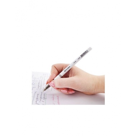 Ручка шариковая BRAUBERG Офисная, ЧЕРНАЯ, корпус белый, узел 1 мм, линия письма 0,5 мм, 140890, (96 шт.) - фото 8