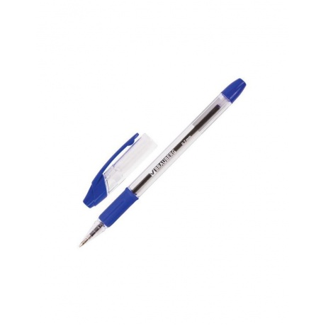 Ручка шариковая с грипом BRAUBERG Samurai, СИНЯЯ, корпус прозрачный, узел 0,7 мм, линия письма 0,35 мм, BP119, (24 шт.) - фото 1