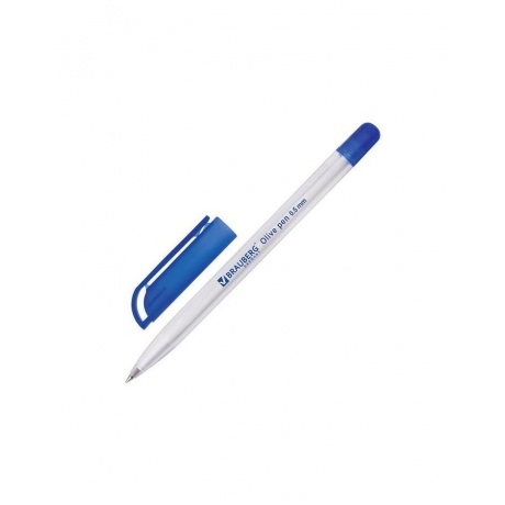 Ручка шариковая масляная BRAUBERG Olive Pen, СИНЯЯ, корпус прозрачный, узел 0,7 мм, линия письма 0,35 мм, BP210, (48 шт.) - фото 1