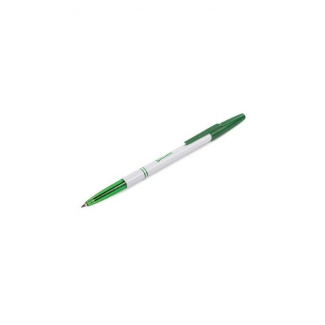 Ручка шариковая BRAUBERG Офисная, ЗЕЛЕНАЯ, корпус белый, узел 1 мм, линия письма 0,5 мм, 141511, (96 шт.) - фото 6