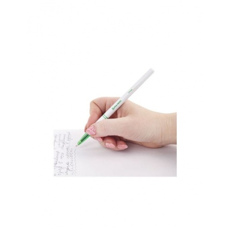 Ручка шариковая BRAUBERG Офисная, ЗЕЛЕНАЯ, корпус белый, узел 1 мм, линия письма 0,5 мм, 141511, (96 шт.) - фото 8