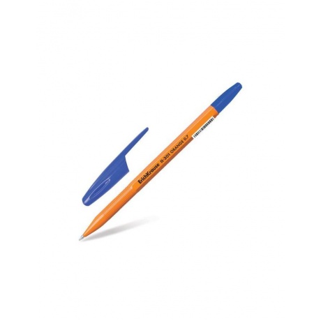 Ручка шариковая ERICH KRAUSE R-301 Orange, СИНЯЯ, корпус оранжевый, узел 0,7 мм, линия письма 0,35 мм, 43194, (100 шт.) - фото 1