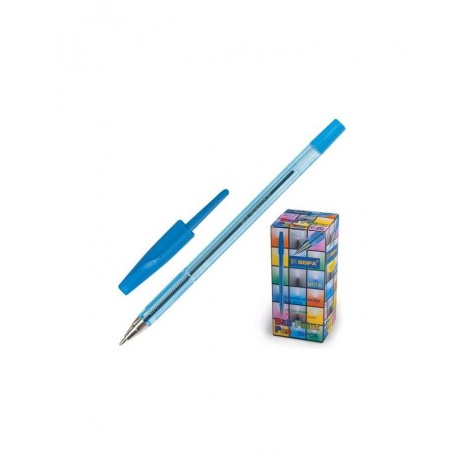 Ручка шариковая BEIFA (Бэйфа) 927, корпус тонированный синий, узел 0,7 мм, линия письма 0,5 мм, AA927-BL, (100 шт.) - фото 1