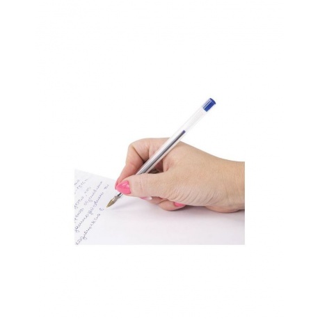 Ручка шариковая STAFF, СИНЯЯ, корпус прозрачный, узел 1 мм, линия письма 0,5 мм, BP233, (100 шт.) - фото 7