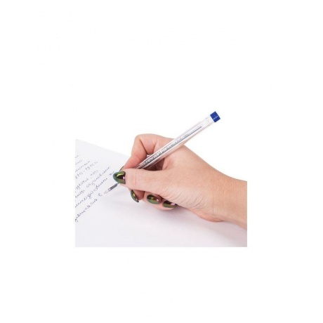 Ручка шариковая BRAUBERG трехгранная, СИНЯЯ, корпус прозрачный, узел 0,7 мм, линия письма 0,3 мм, BP216, (72 шт.) - фото 9