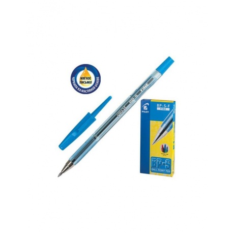 Ручка шариковая масляная PILOT BP-S, СИНЯЯ, корпус тонированный синий, узел 0,7 мм, линия письма 0,32 мм, BP-S-F, (12 шт.) - фото 1