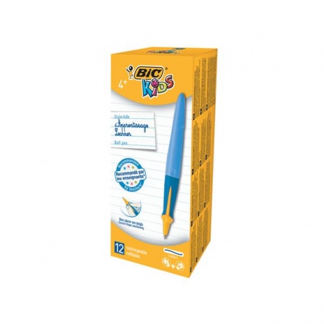 Ручка шариковая с грипом BIC Kids Twist, СИНЯЯ, для детей, корпус голубой, узел 1 мм, линия письма 0,32 мм, 918457 - фото 2