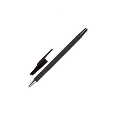 Ручка шариковая STAFF, ЧЕРНАЯ, корпус прорезиненный черный, узел 0,7 мм, линия письма 0,35 мм, BP191, (50 шт.) - фото 2