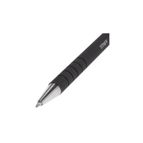 Ручка шариковая STAFF, ЧЕРНАЯ, корпус прорезиненный черный, узел 0,7 мм, линия письма 0,35 мм, BP191, (50 шт.) - фото 4