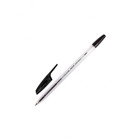 Ручка шариковая BRAUBERG X-333, ЧЕРНАЯ, корпус прозрачный, узел 0,7 мм, линия письма 0,35 мм, BP164, (100 шт.) - фото 1