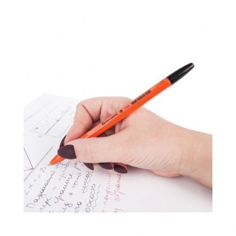 Ручка шариковая BRAUBERG X-333 Orange, ЧЕРНАЯ, корпус оранжевый, узел 0,7 мм, линия письма 0,35 мм, BP168, (100 шт.) - фото 8