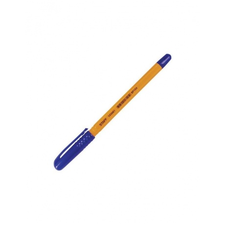 Ручка шариковая STAFF, СИНЯЯ, шестигранная, корпус оранжевый, узел 1 мм, линия письма 0,5 мм, BP104, (100 шт.) - фото 3