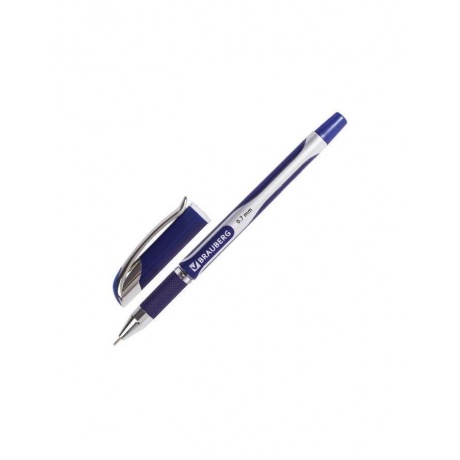 Ручка шариковая масляная с грипом BRAUBERG Sigma Plus, СИНЯЯ, печать, узел 0,7 мм, линия письма 0,35 мм, OBP111, (24 шт.) - фото 1
