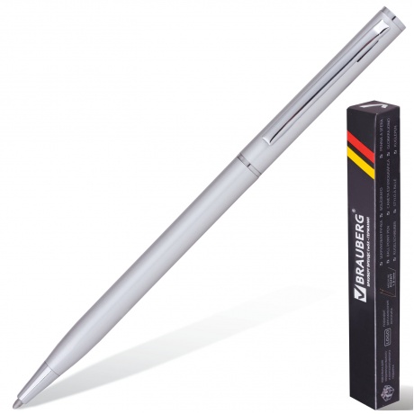 Ручка бизнес-класса шариковая BRAUBERG Delicate Silver, корпус серебристый, узел 1 мм, линия письма 0,7 мм,синяя, 141401, (Цена за 5 шт.) - фото 1