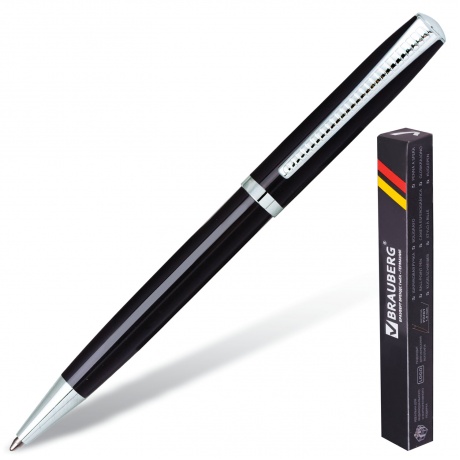 Ручка бизнес-класса шариковая BRAUBERG Cayman Black, корпус черный, узел 1 мм, линия письма 0,7 мм, синяя, 141410 - фото 1